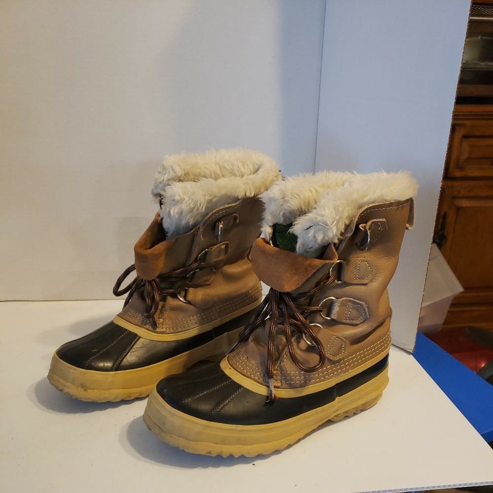 Sorel Caribou Made In Canada Insulated Tall Tan Winter Snow Boots womens  6